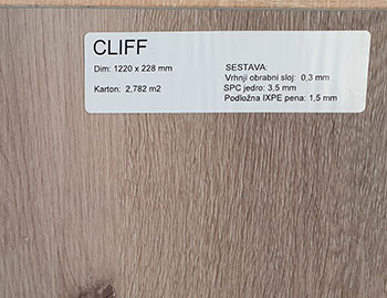 Vinilna talna obloga na klik Cliff